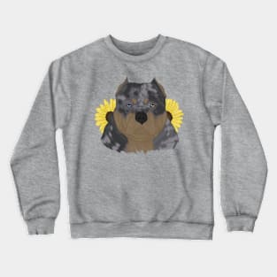 Merle Tan American Bully with Sunflowers Crewneck Sweatshirt